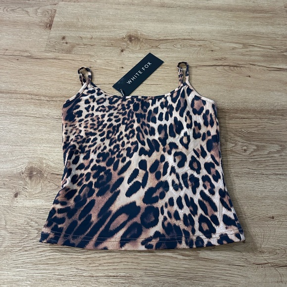 White Fox Tops - NWT White Fox Keep Up With Me Cheetah Print Satin Cami Top Size Small
